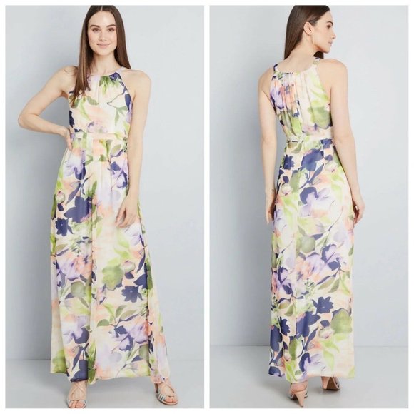 Womens Plus Size 1X ModCloth Essence Of Presence Floral Chiffon Maxi Dress - Picture 4 of 9